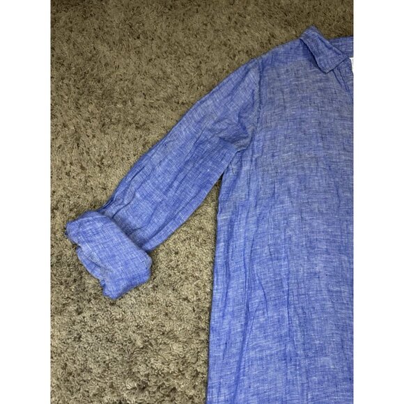 NWT SIGRID OLSEN Linen Lagenlook Button Down Tunic Shirt Dress Roll Sleeve M - Picture 6 of 9